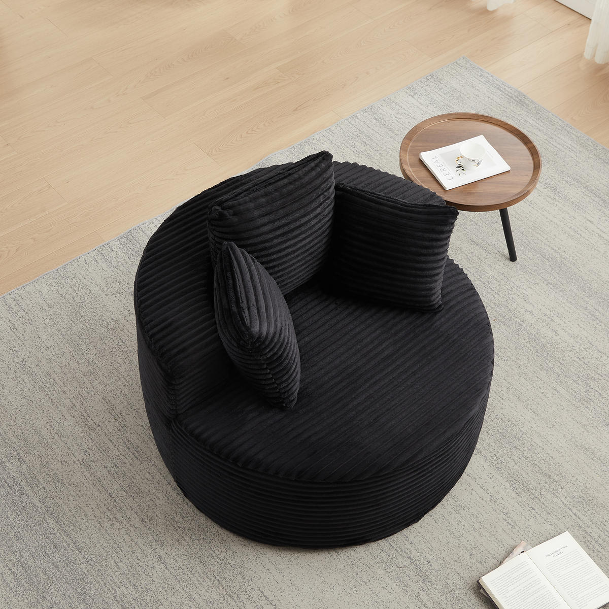 SESSEL DE-34516 minimalistisch mit 3 Kissen Schwarz - Schwarz, Textil (110/82/110cm) - ComfortXL