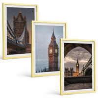 BILDER SET 3er Set - 40x60 cm Goldrahmen - London Bridge Big Ben Uhr - Goldfarben, Kunststoff (40/60cm) - TULUP