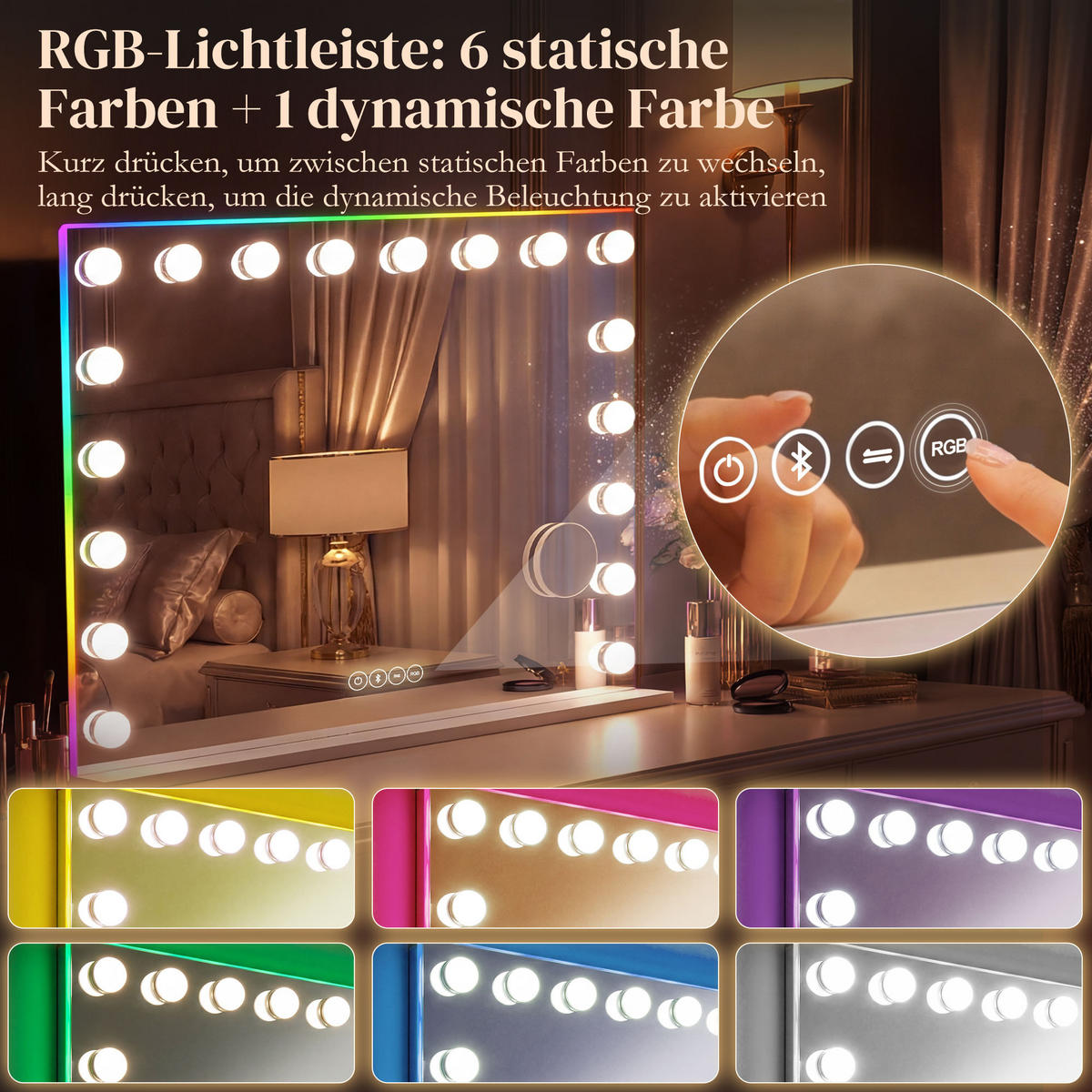 KOSMETIKSPIEGEL LED Weiß 80.0/14.0/60.0 cm - Weiß, Glas (80/60/14cm)