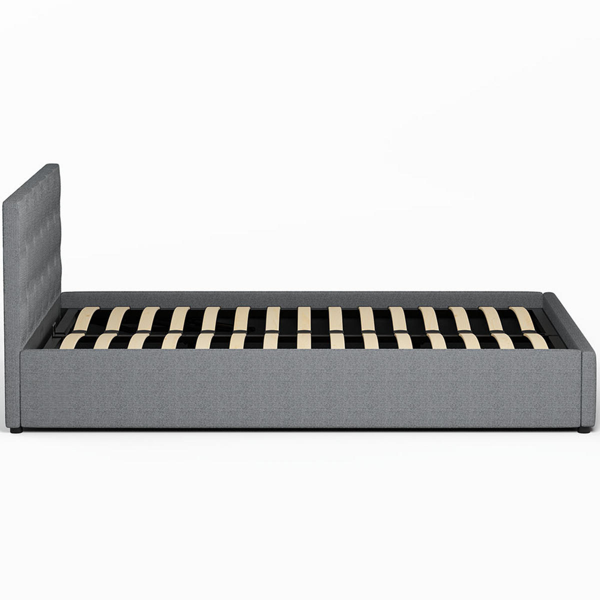 POLSTERBETT 140×200 mit Bettkasten und Lattenrost Mira 028-28 Grau Geflochten - Hellgrau, Holz (140/200cm) - Jana