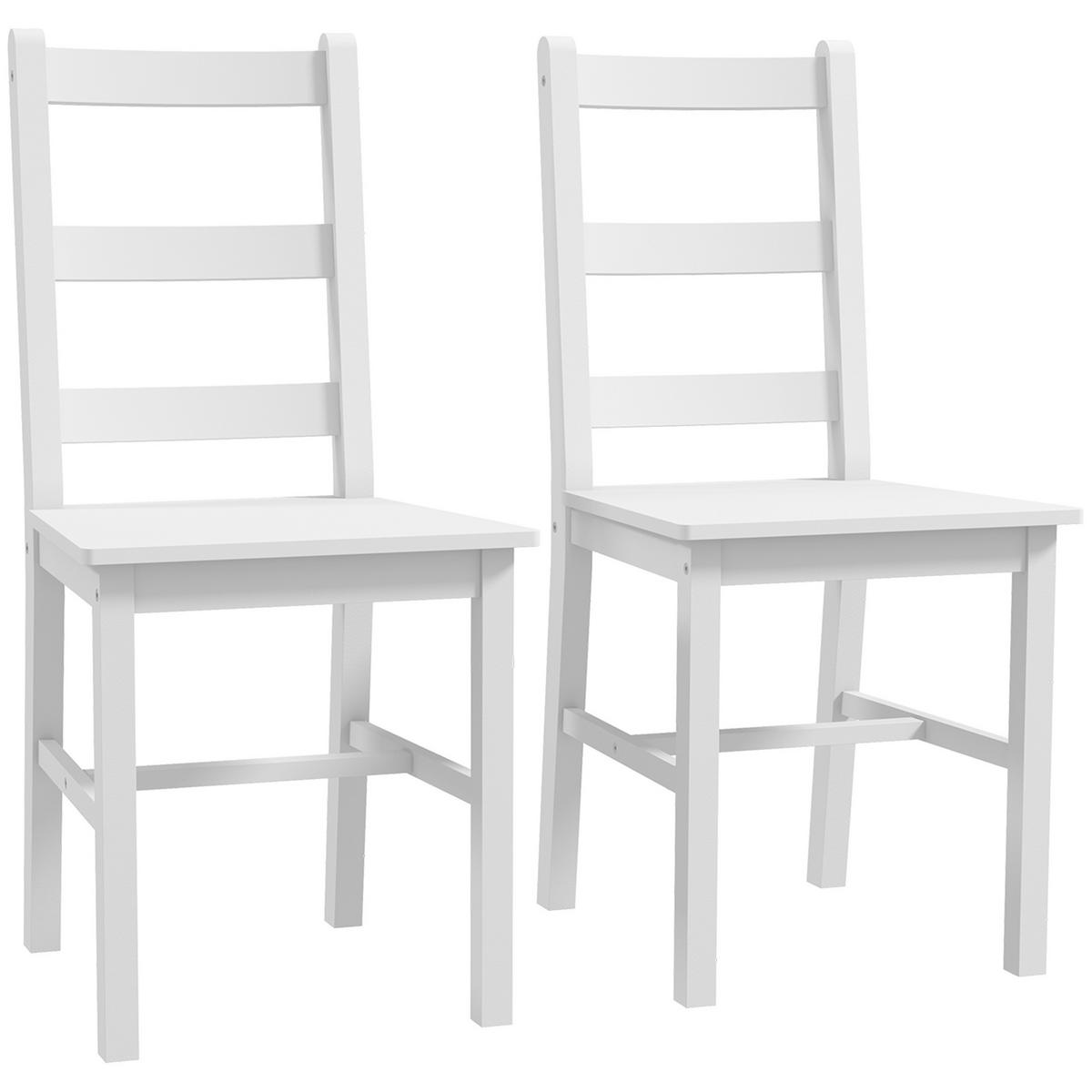ESSZIMMERSTÜHLE DE-06824 2er-Set mit Leistenrücklehne aus Massivholz Weiß - Weiß, Holz (46/90/41.5cm) - ComfortXL