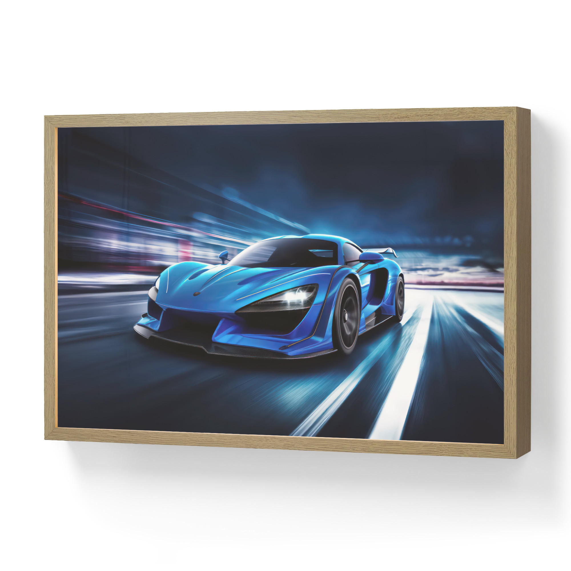 NACHTTISCHLAMPE MIT AKKU Auto - Blau - Jungen - Kind 60x40 cm - Blau, Holzwerkstoff (8/60/40cm) - OnlyWow