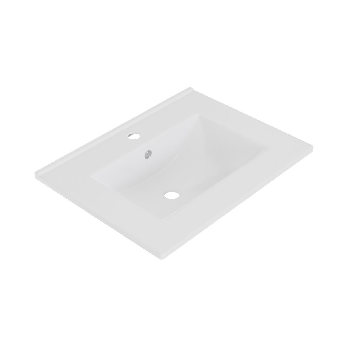 WANDWASCHTISCH aus MDF und Keramik 61x46,5x57 cm Weiß mit LED-Radarsensorleuchte und Soft-Close - Weiß, Keramik (61/57/46.5cm) - Modfu
