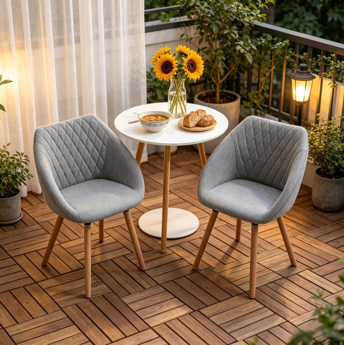 ESSSTUHL-SET mit Armlehnen 2er-Set ca. 60 x 56 x 79 cm Grau/Naturholz - Grau, Metall (56/79/60cm) - Meubliv