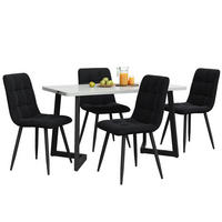 ESSTISCHSET mit 4 Stühlen, rechteckig, schwarz, Samt - Schwarz, Holzwerkstoff (117/75/68cm) - FLIEKS