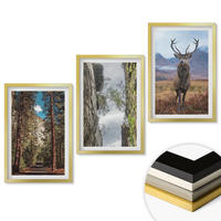 WANDBILDER 3er Set - 40x60 cm Goldrahmen - Straße Wald Berge Hirsch Natur - Goldfarben, Kunststoff (40/60cm) - ArtPrintCave