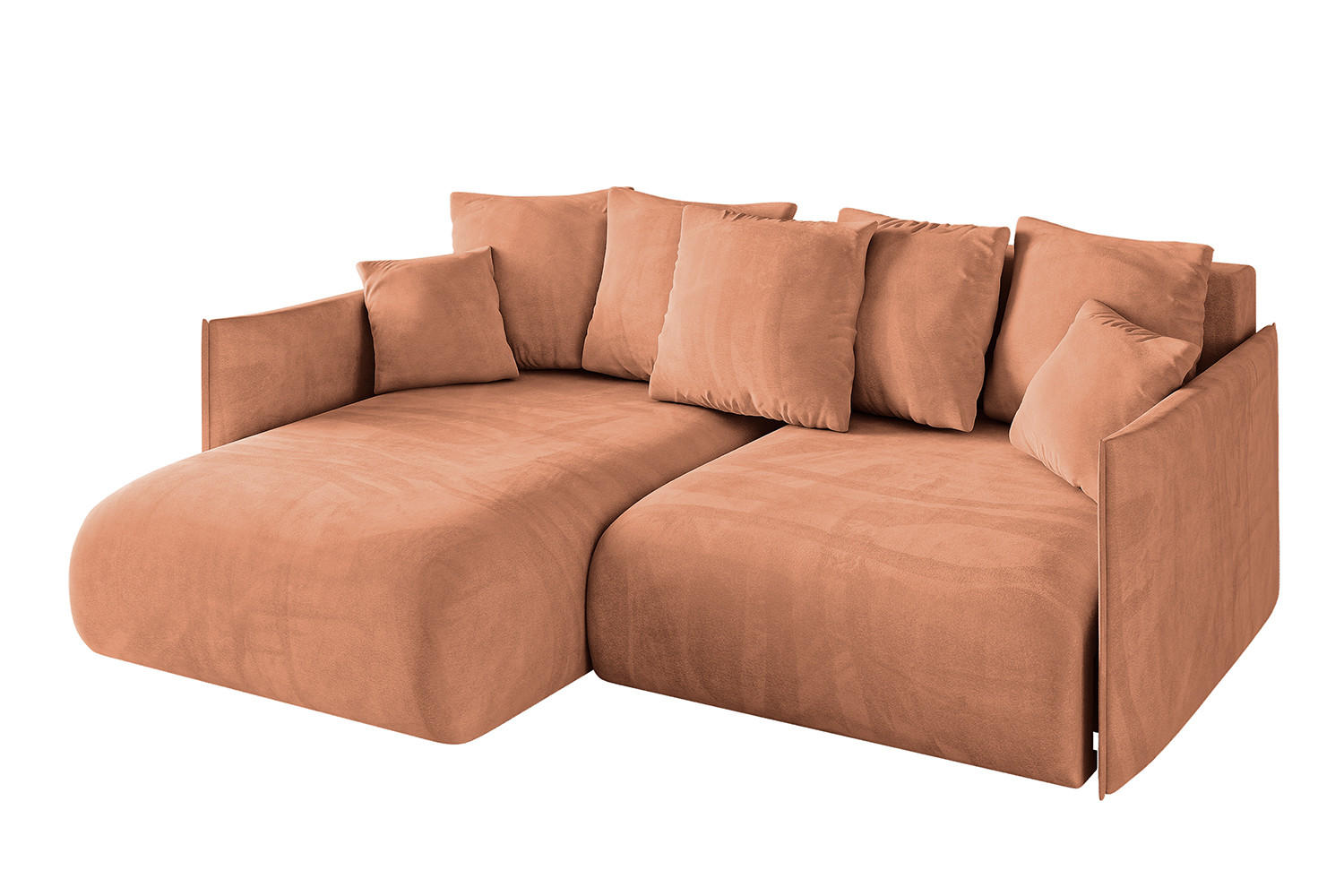 ECKSOFA Ottomane links ONESK-L 216x177x72 Koralle Velours - Koralle, Holzwerkstoff/Kunststoff (216/177cm) - ALTDECOR