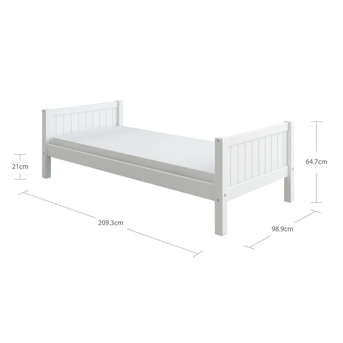 KINDERBETT NORDIC ROMANTIC Weiß 209x99x65 cm - Weiß, Holz - FURNLUX