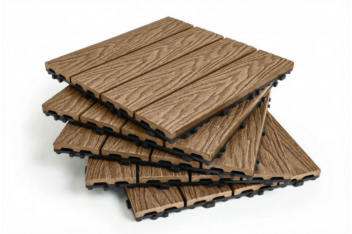 30ER-SET TERRASSENFLIESEN JURA 30x30cm Teak-Verbund - Teakfarben, Holzwerkstoff (30/30/2cm) - Casanoov