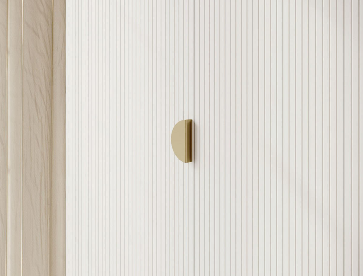KLEIDERSCHRANK Moonir Weiß 150 cm - Goldfarben/Weiß, Holzwerkstoff/Metall (150/200.5/57cm) - Selsey