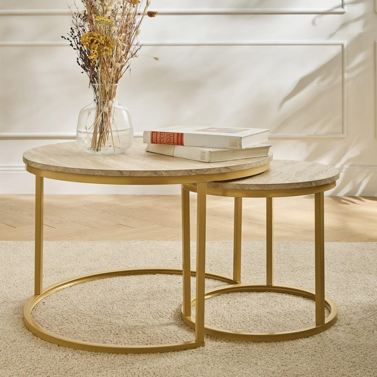 BEISTELLTISCHEN (Set aus 2) 70/70/45,5 cm - Beige, Holzwerkstoff (70/70/45.5cm) - Calicosy