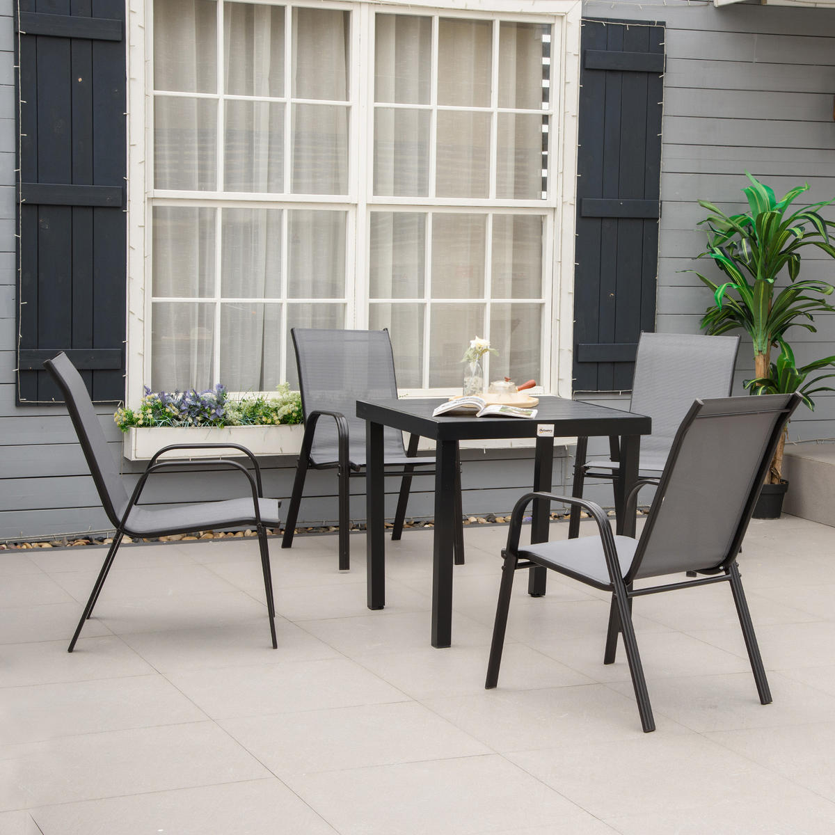 GARTENSTUHL Grau 4 Stück - Grau, Metall (54/95/75.5cm) - GiPP