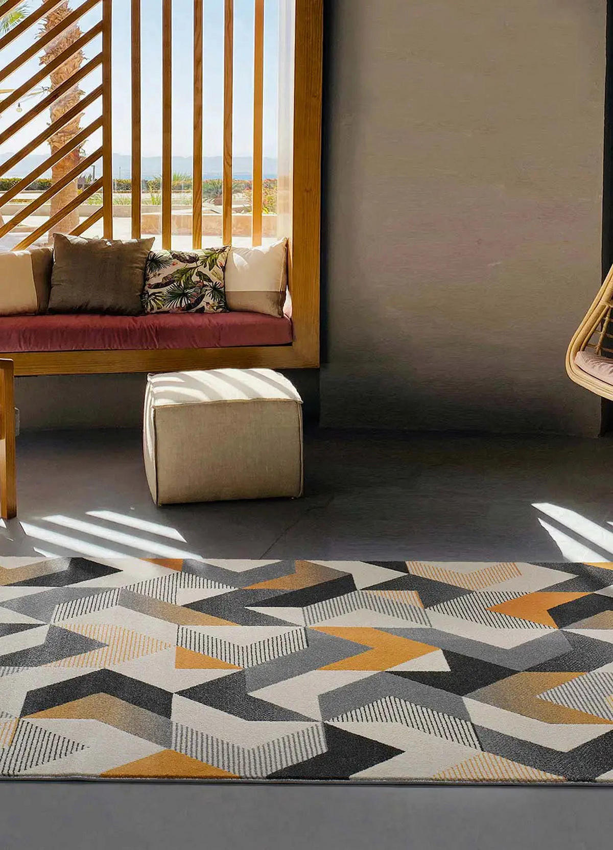 WEBTEPPICH Grau Gladys 160/230 cm - Dunkelgelb/Grau, Naturmaterialien/Textil (160/230cm) - Atticgo