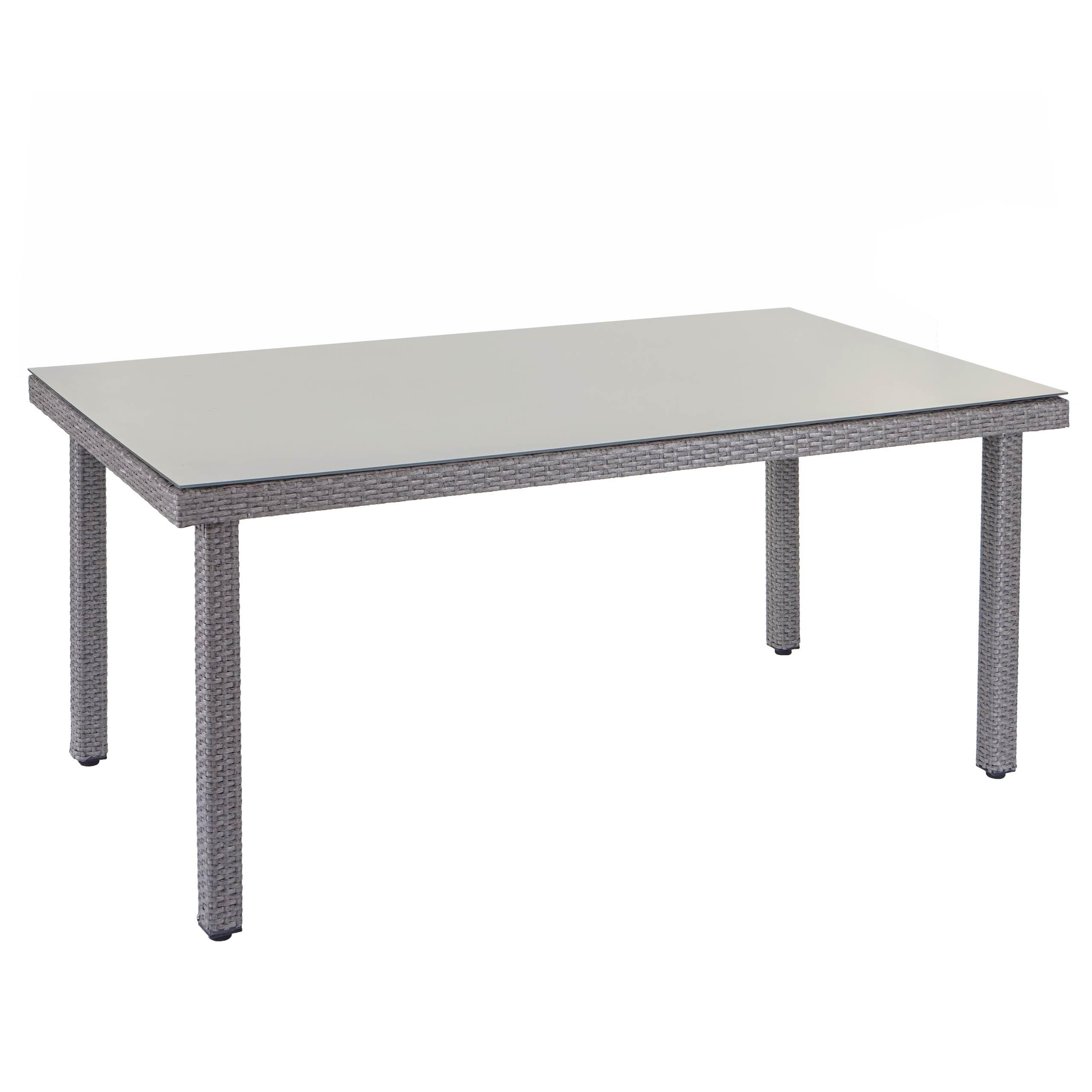 POLY-RATTAN-GARTENTISCH rechteck Grau - Grau, Kunststoff (90/160/74cm) - MCW