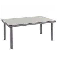 POLY-RATTAN-GARTENTISCH rechteck Grau - Grau, Kunststoff (90/160/74cm) - MCW