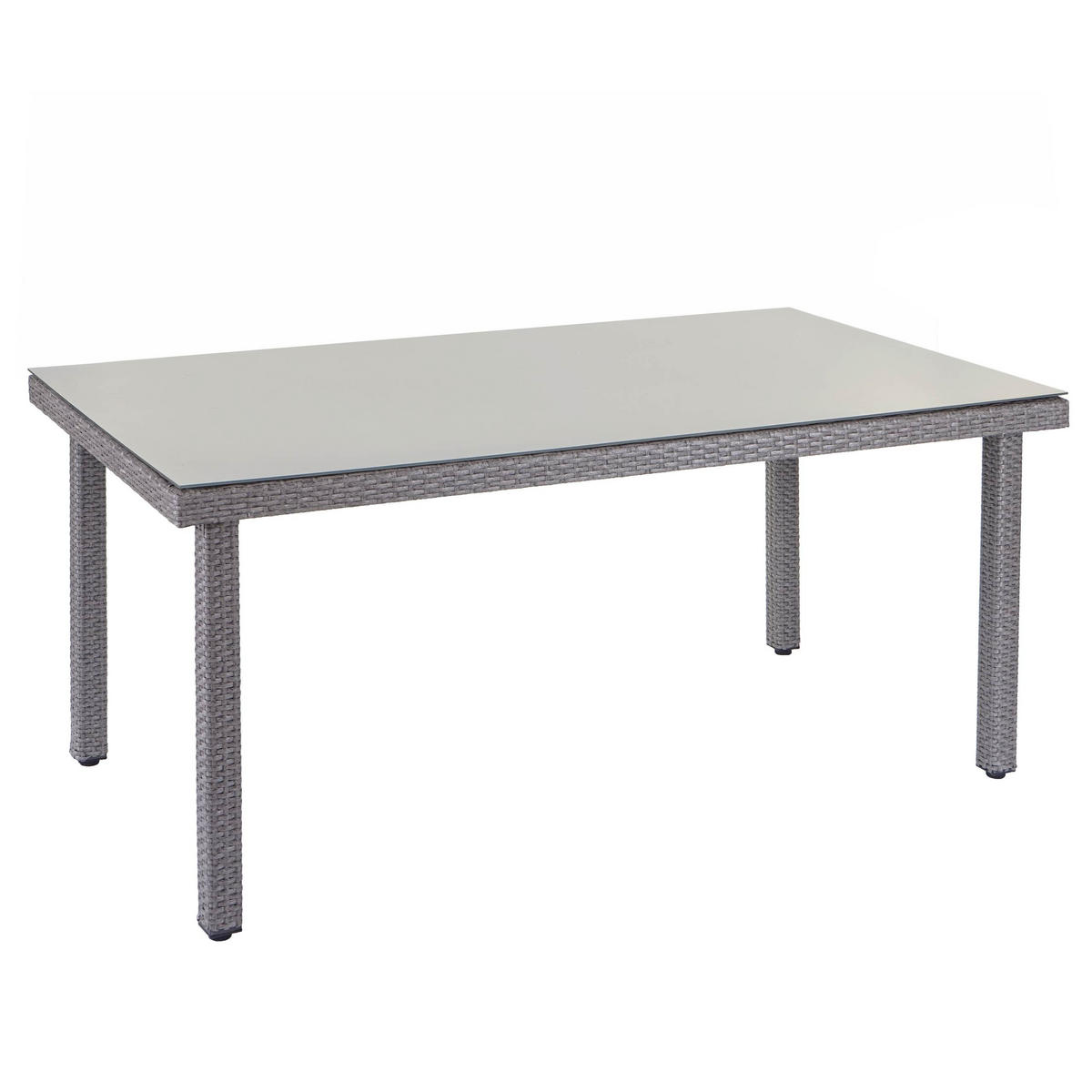 POLY-RATTAN-GARTENTISCH rechteck Grau - Grau, Kunststoff (90/160/74cm) - MCW