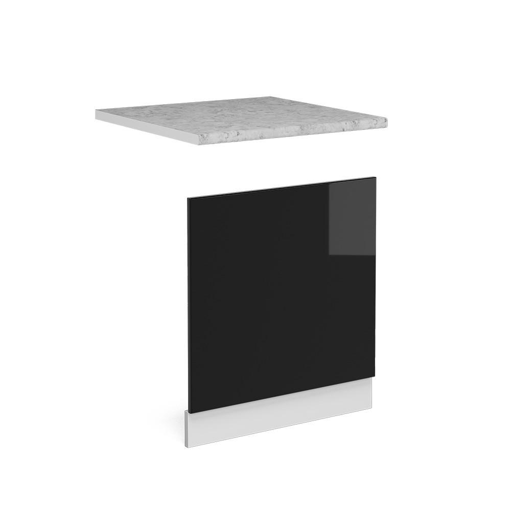 FRONTBLENDE R-Line Schwarz Hochglanz 60 cm, AP Marmor - Schwarz Hochglanz/Schwarz, Holzwerkstoff (60/57.2/1.6cm) - Vicco