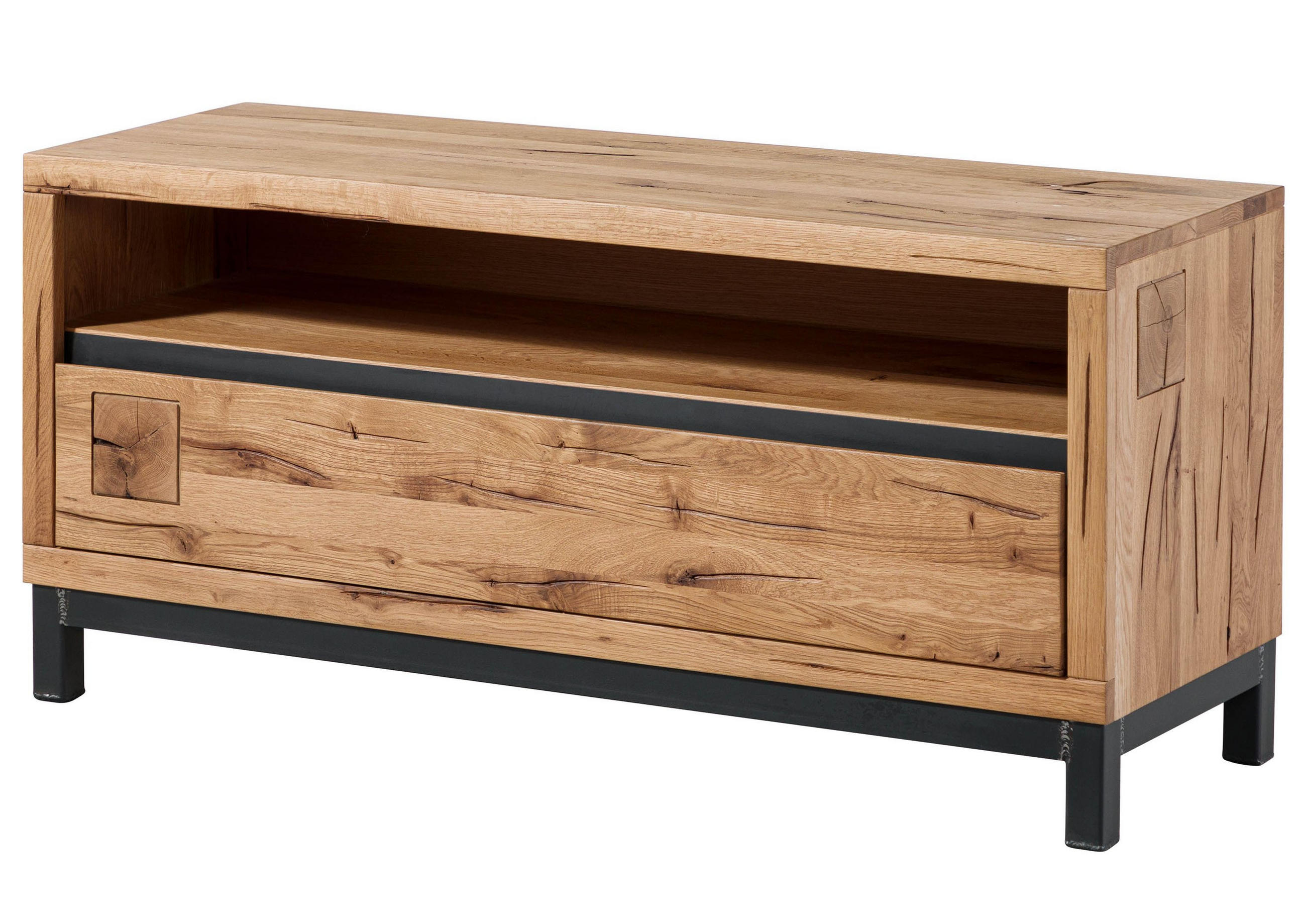 TV-BOARD Wildeiche 120x40x56 natur geölt VILLANDERS #112 - Naturfarben, Holz (120/56/40cm) - Massivmoebel24