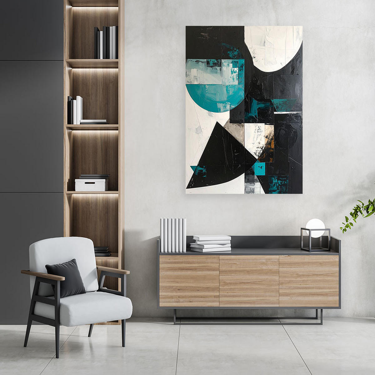 LEINWANDBILD 3D und geometrisch 40x60cm - Türkis, Textil (40/60cm) - Feeby