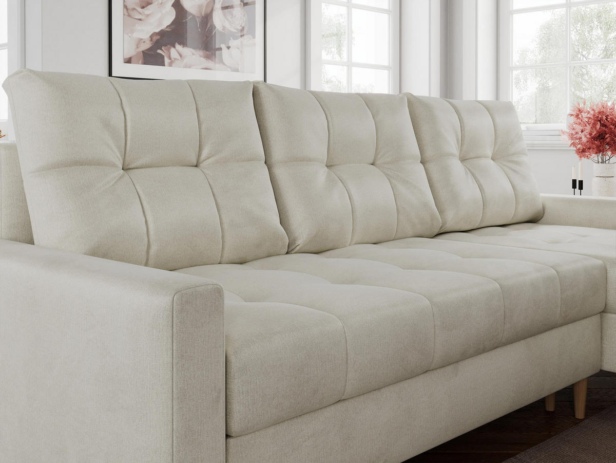 ECKSOFA Colin Velvet Beige - Beige/Braun, Holz/Textil (220/140cm) - MKS