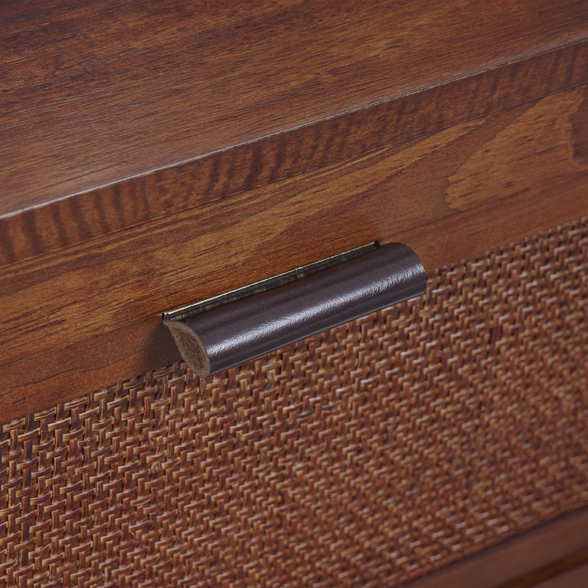 NACHTTISCH, 2 Schubladen, Rattan Front, 51cm, Braun - Braun, Holz (51/61/41cm) - Teamson Home