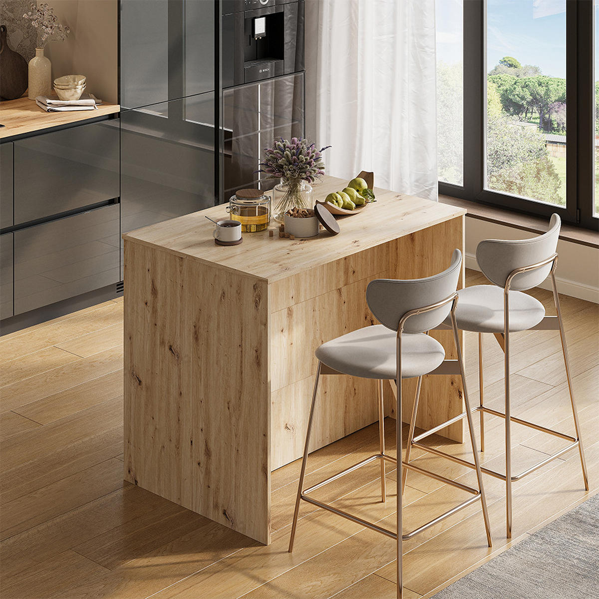 BARTISCH Aventi, Artisan-Eiche/Cashmere, 105 x 70 cm - Kaschmir/Eiche Artisan, Holzwerkstoff (70/105/85.5cm) - Vicco