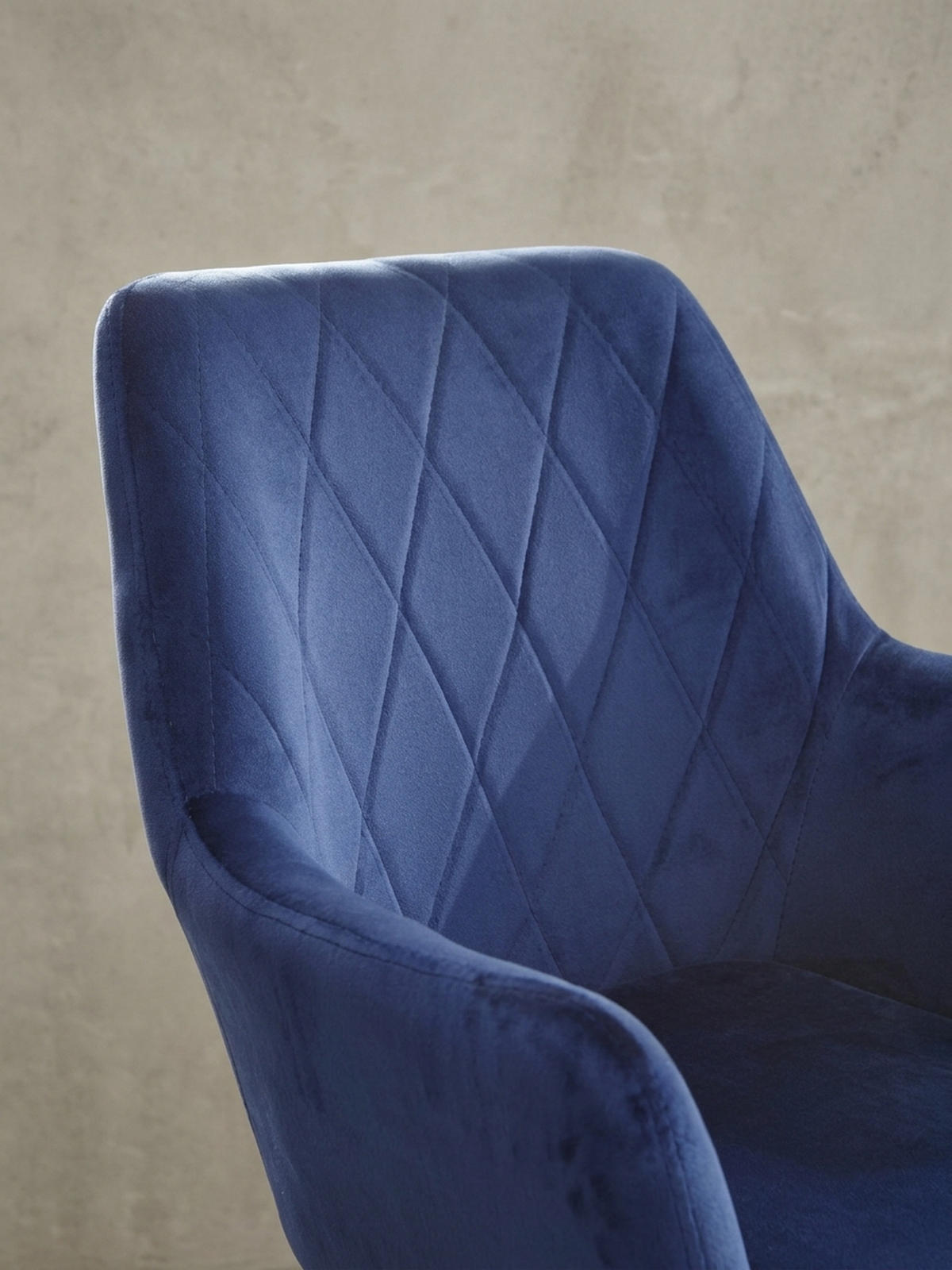 DREHSTUHL Samt mit Armlehnen Eisengestell 360° Funktion, Blau 97x55x55 cm - Blau/Goldfarben, Textil/Metall (97/55/55cm) - KADIMA DESIGN