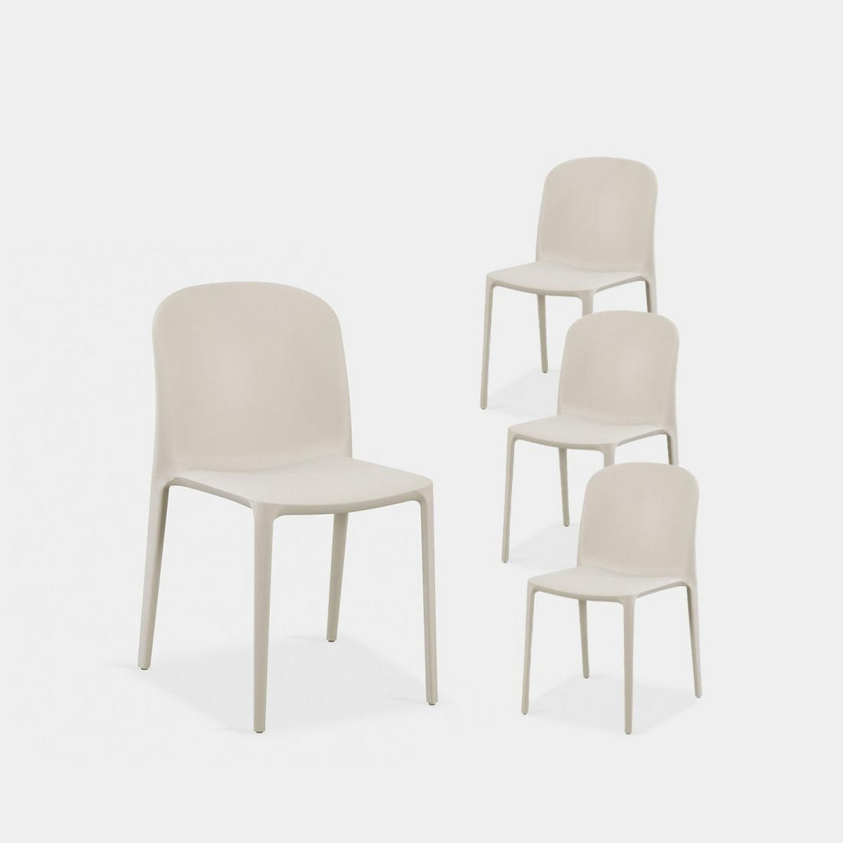 GARTENSTUHL Ethan Beige 50 cm x 79 cm 4er-Set - Beige, Kunststoff (50/79/56cm) - Klast Home