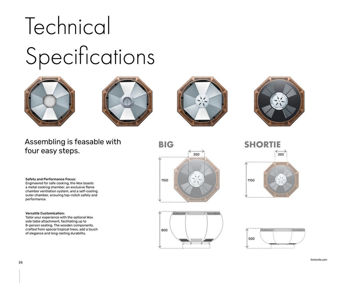 FEUERSCHALE mit Grillring und Grillplatte WOX Schwarz 115 x 115 x 50 cm 96 kg pulverbeschichtet - Schwarz, Metall (115/50/115cm) - The Favilla