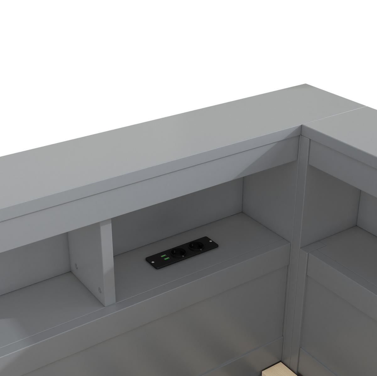 KINDERBETT Tagesbett 140/200 cm aus Holzwerkstoff mit USB-Anschluss und Stauraum Grau - Grau, Holzwerkstoff (140/200cm) - Modenvie