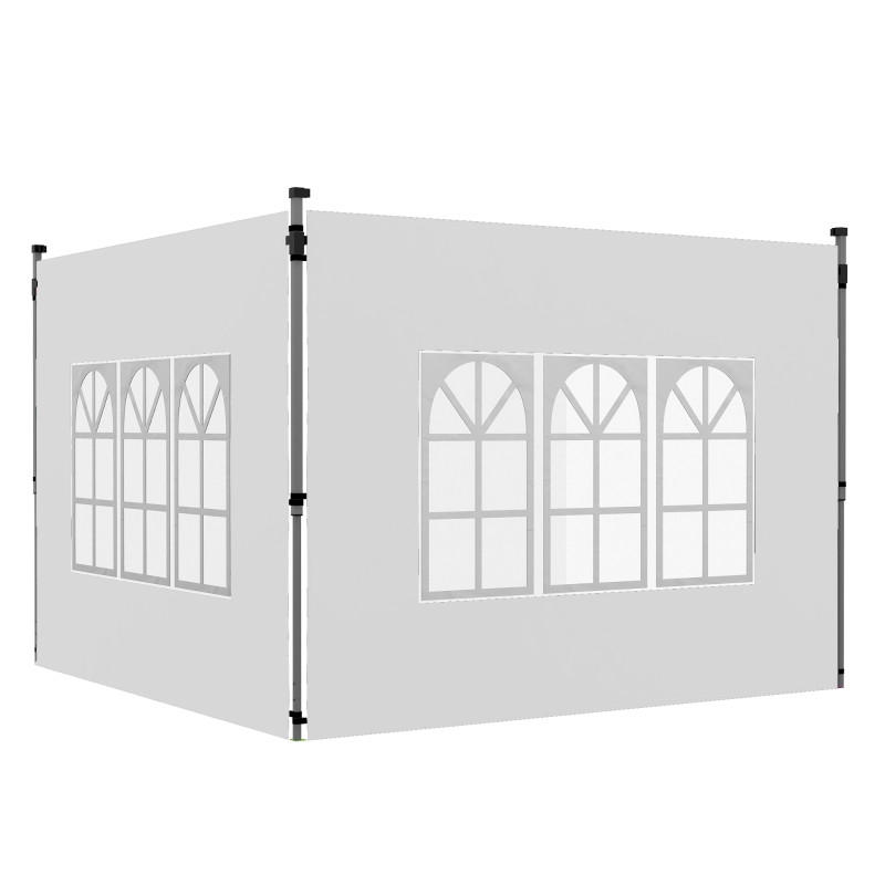 PAVILLON SEITENWÄNDE 2er Set 3x3 3x4 m weiß - Weiß, Kunststoff (1/195/295cm) - LEBENLANG