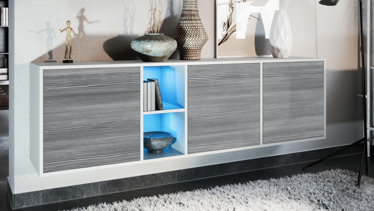 SIDEBOARD Cuba Türen in Avola-Anthrazit - Anthrazit, Holzwerkstoff (182/53/35cm) - Vladon
