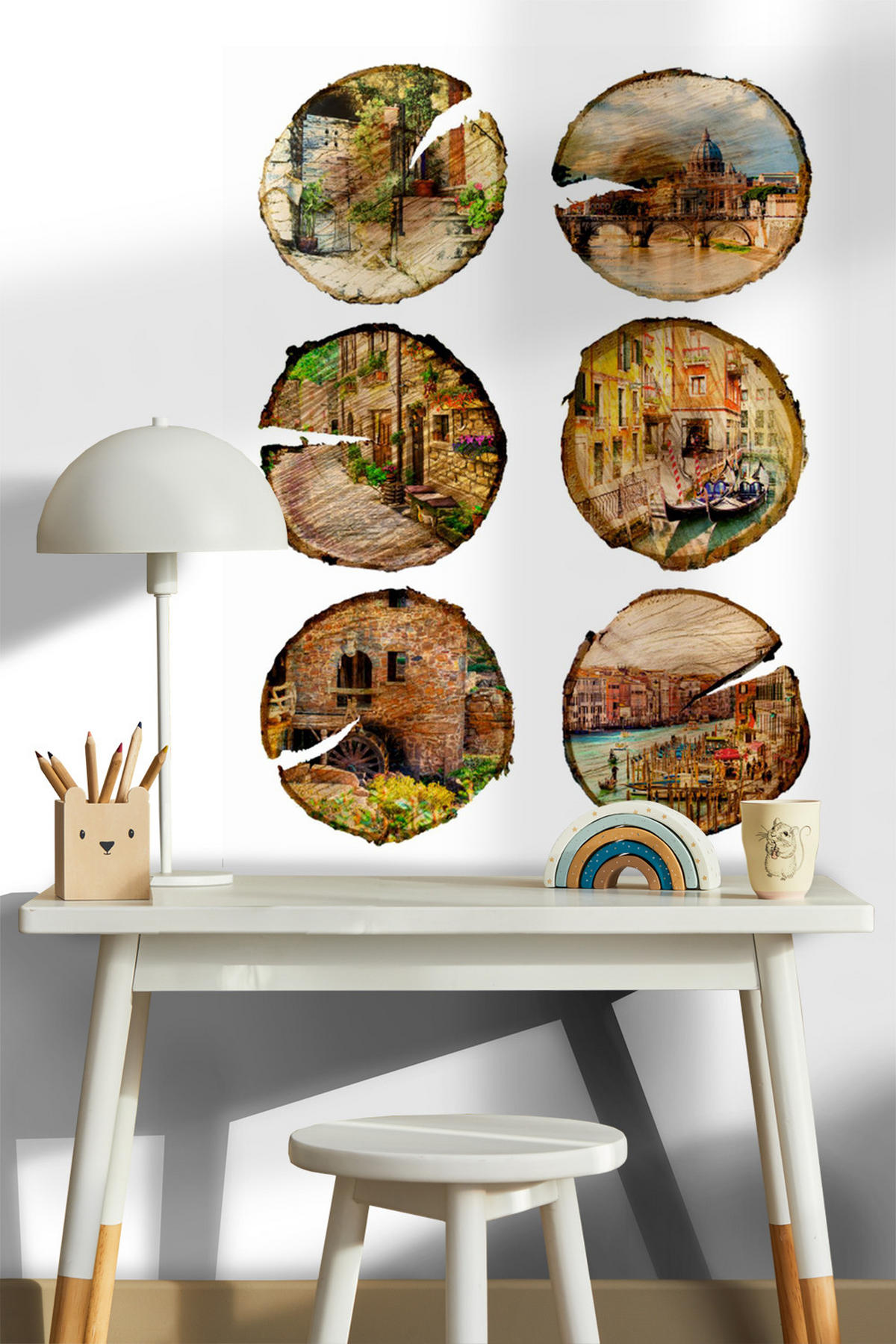 WANDTATTOO Stadtblick 85 x 65 cm - Beige, Papier (85/65/65cm) - Sanders & Sanders