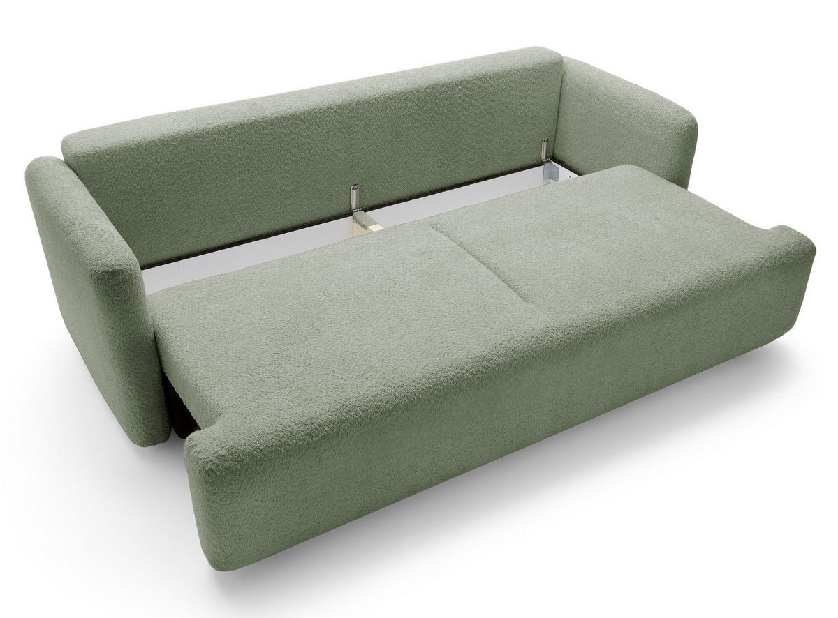 SCHLAFSOFA Lambina Salbeigrün Boucle - Salbeigrün/Schwarz, Kunststoff/Textil (227/92/104cm) - Selsey