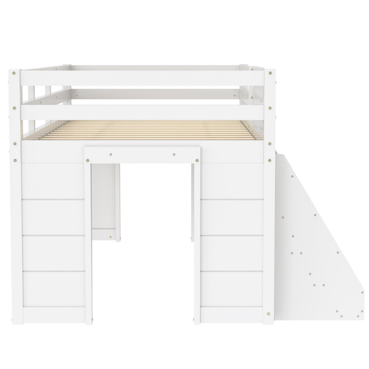HOCHBETT 90/200 cm in Weiß Kinderbett mit Regal, LED und Leiter - Weiß, Holzwerkstoff (90/200cm) - STILVORA