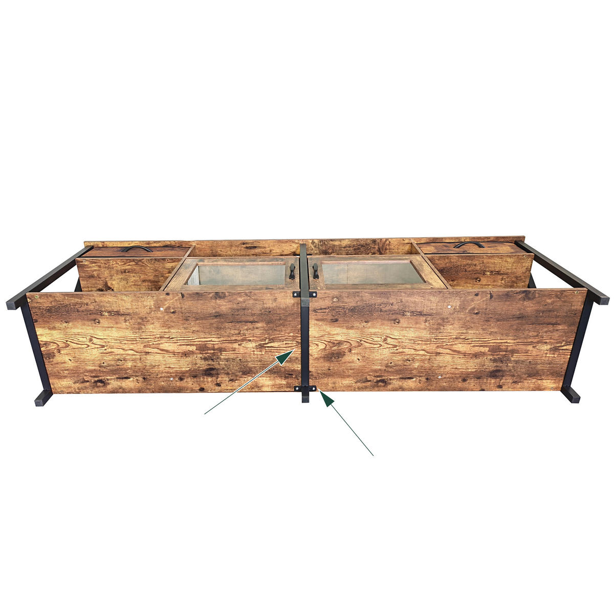 TV-LOWBOARD Braun Schwarz Industrial mit Stauraum 180 cm - Braun, Holzwerkstoff/Textil (180/60/40cm) - Relaxdays