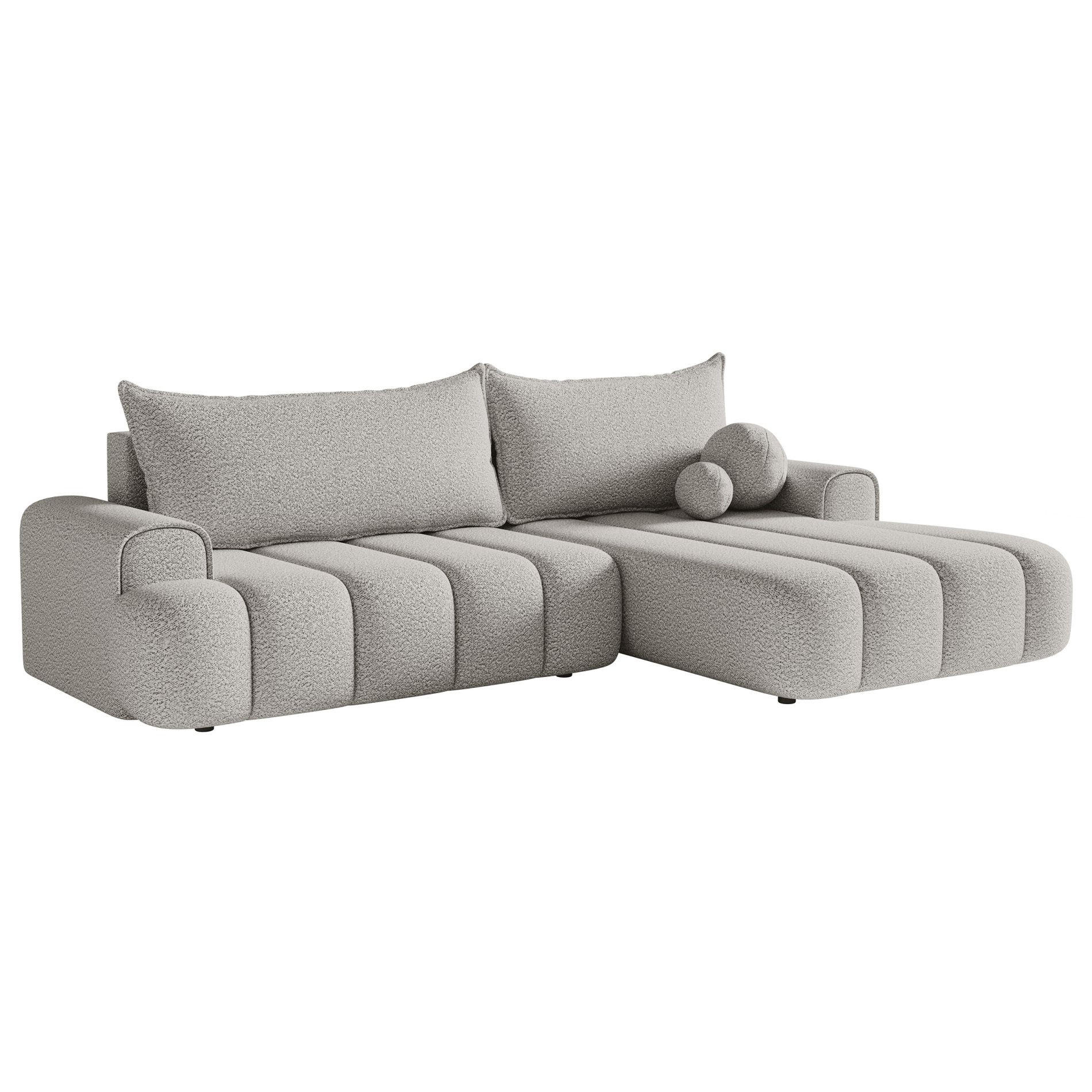 ECKSOFA Dandelino Hellgrau mit Bouclé-Bezug, rechts - Hellgrau/Schwarz, Kunststoff/Textil (275/168cm) - Selsey