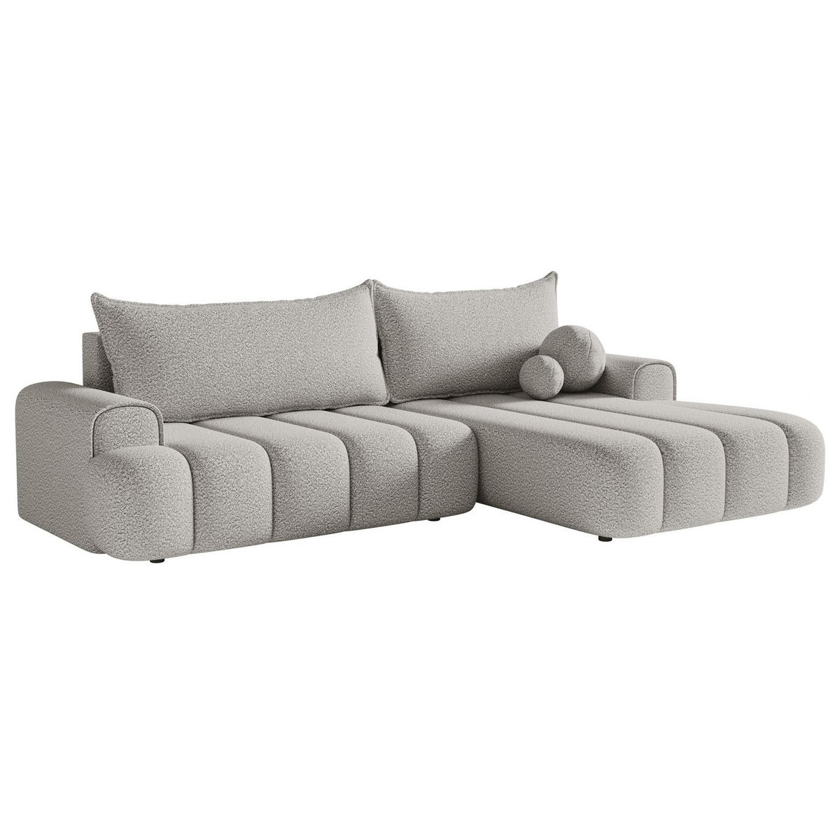 ECKSOFA Dandelino Hellgrau mit Bouclé-Bezug, rechts - Hellgrau/Schwarz, Kunststoff/Textil (275/168cm) - Selsey