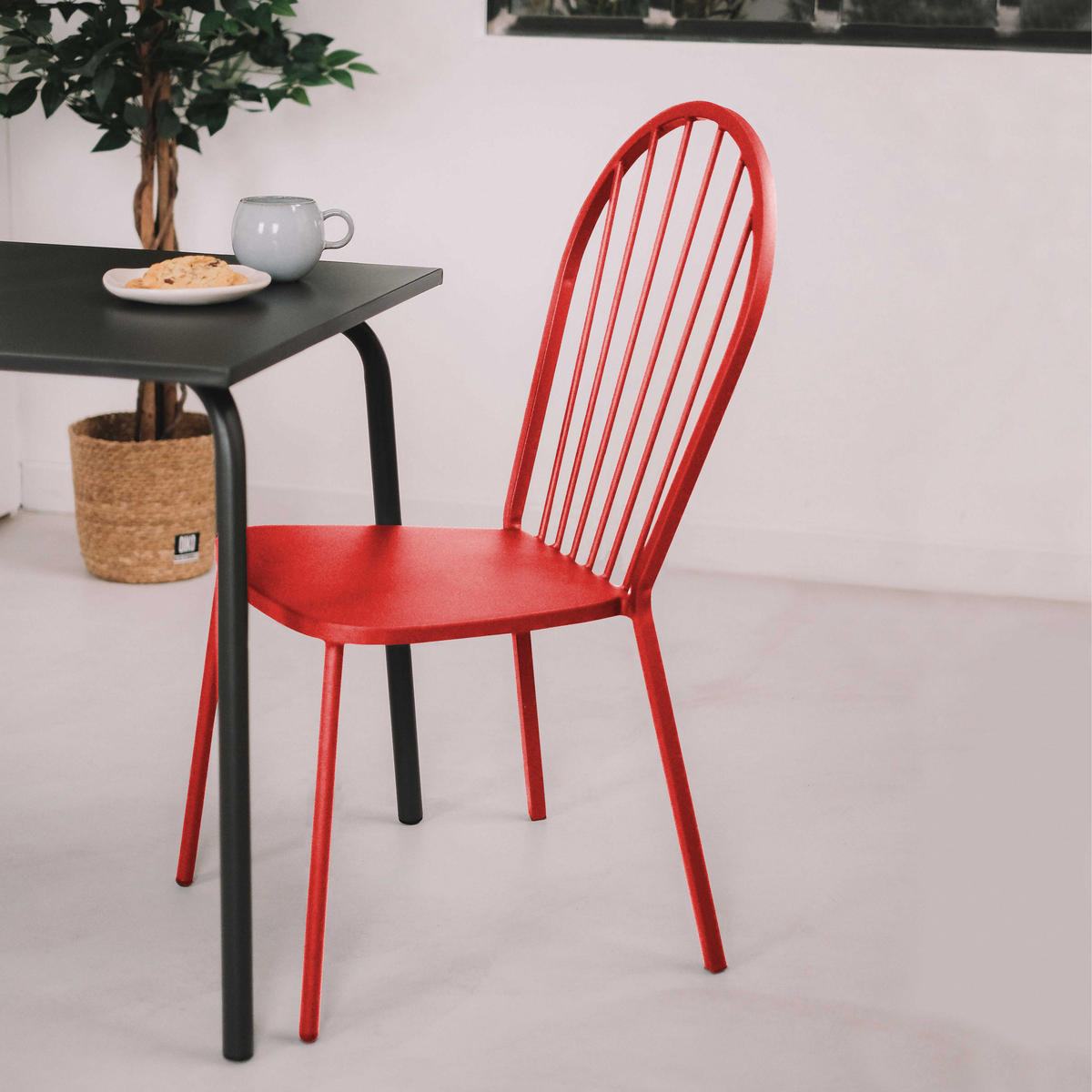 GARTENSTUHL, Rot - Rot, Metall (53/94/57cm) - Oviala