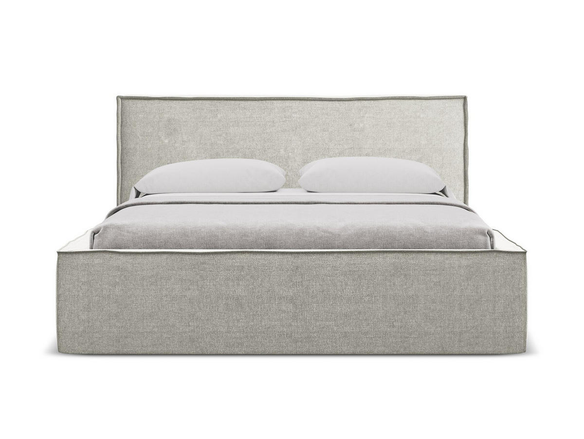 POLSTERBETT mit Bettkasten und Lattenrost 200x228 Beige - Beige/Schwarz, Kunststoff/Textil (180/200cm) - Makamii