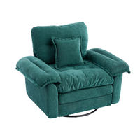 KRESLO z chenille zelenej farby, 360° otočné, oversized, s podporným vankúšom,84/116/96 cm - zelená, textil (84/96/116cm) - BEAOK