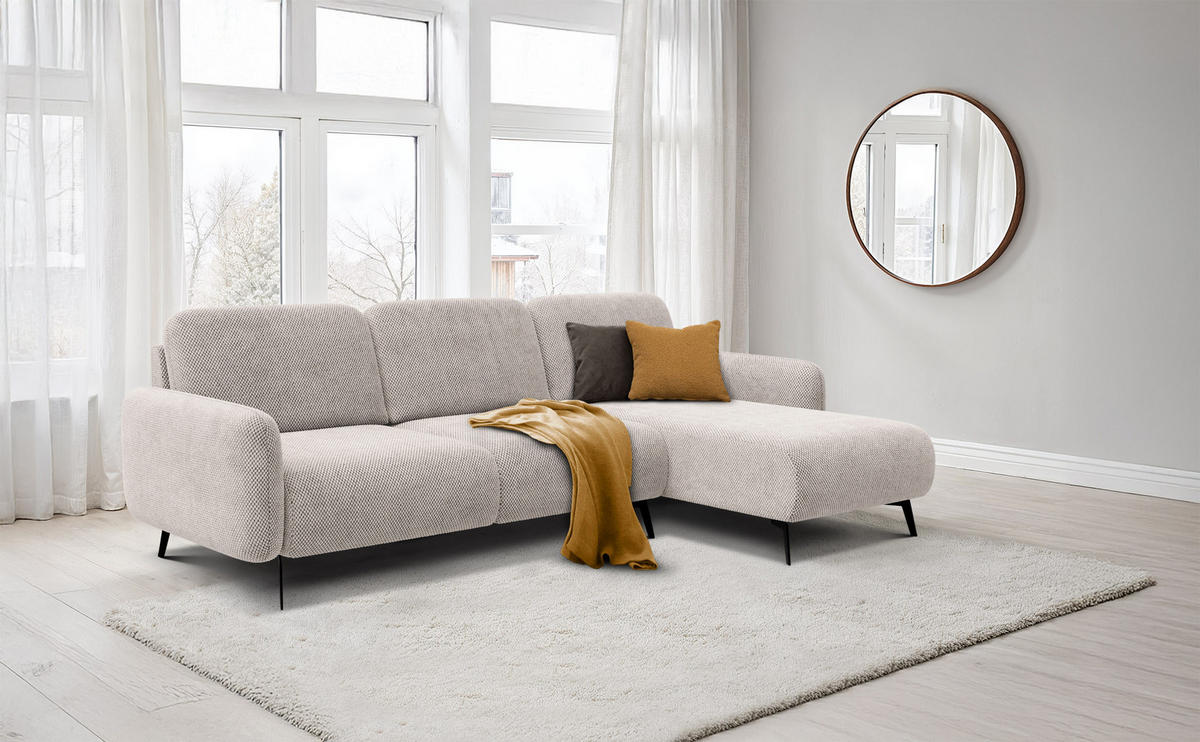 ECKSOFA FEBE 4-Sitzer rechts, beige - Beige/Schwarz, Holz/Textil (264/157cm) - Courtois Laville