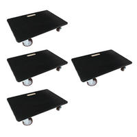 TRANSPORTROLLER 4er-Set mit 4 Rollen 15x40x60 cm Traglast 500kg Sperrholzplatte mit Gummibelag Schwarz - Schwarz, Holzwerkstoff (60/40/15cm) - PROREGAL