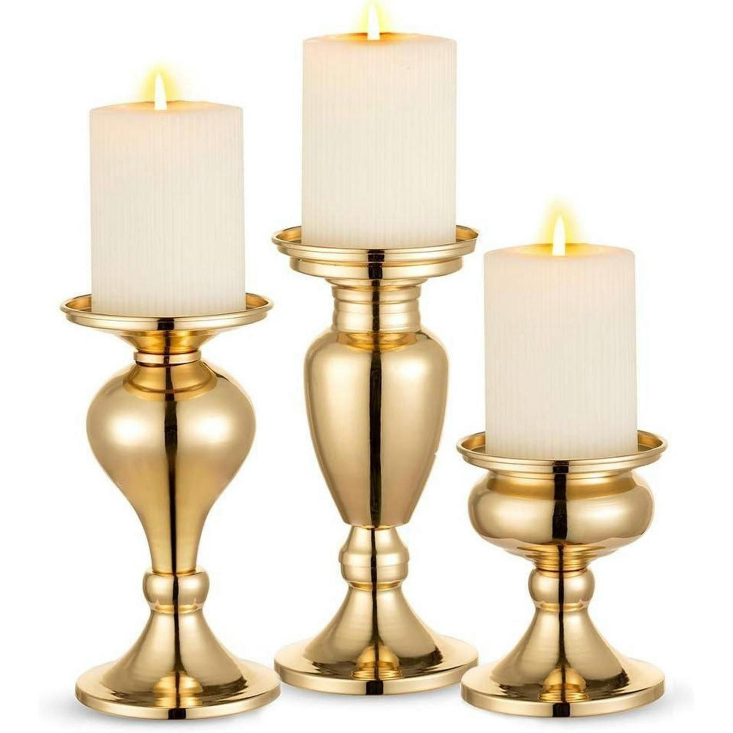 KERZENSTÄNDER 3er Set Gold Metall - Goldfarben, Metall (9.3/11.4/9.3cm)