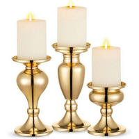 KERZENSTÄNDER 3er Set Gold Metall - Goldfarben, Metall (9.3/11.4/9.3cm)