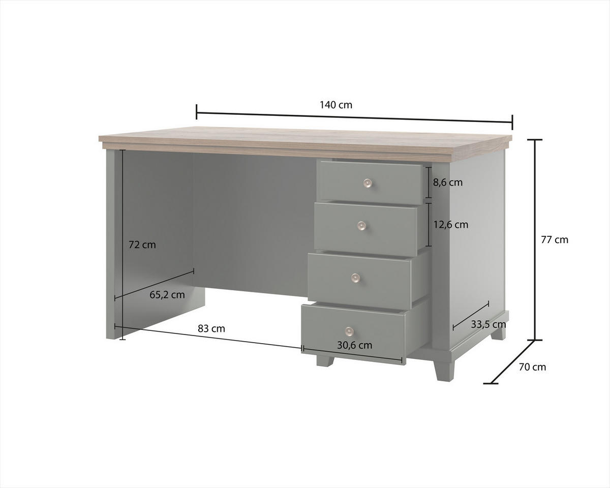 SCHREIBTISCH EVOLETTA 140x70x77 cm Bürotisch Computertisch, Hellgrün - Hellgrün, Holzwerkstoff (70/140/77cm) - MASSENO