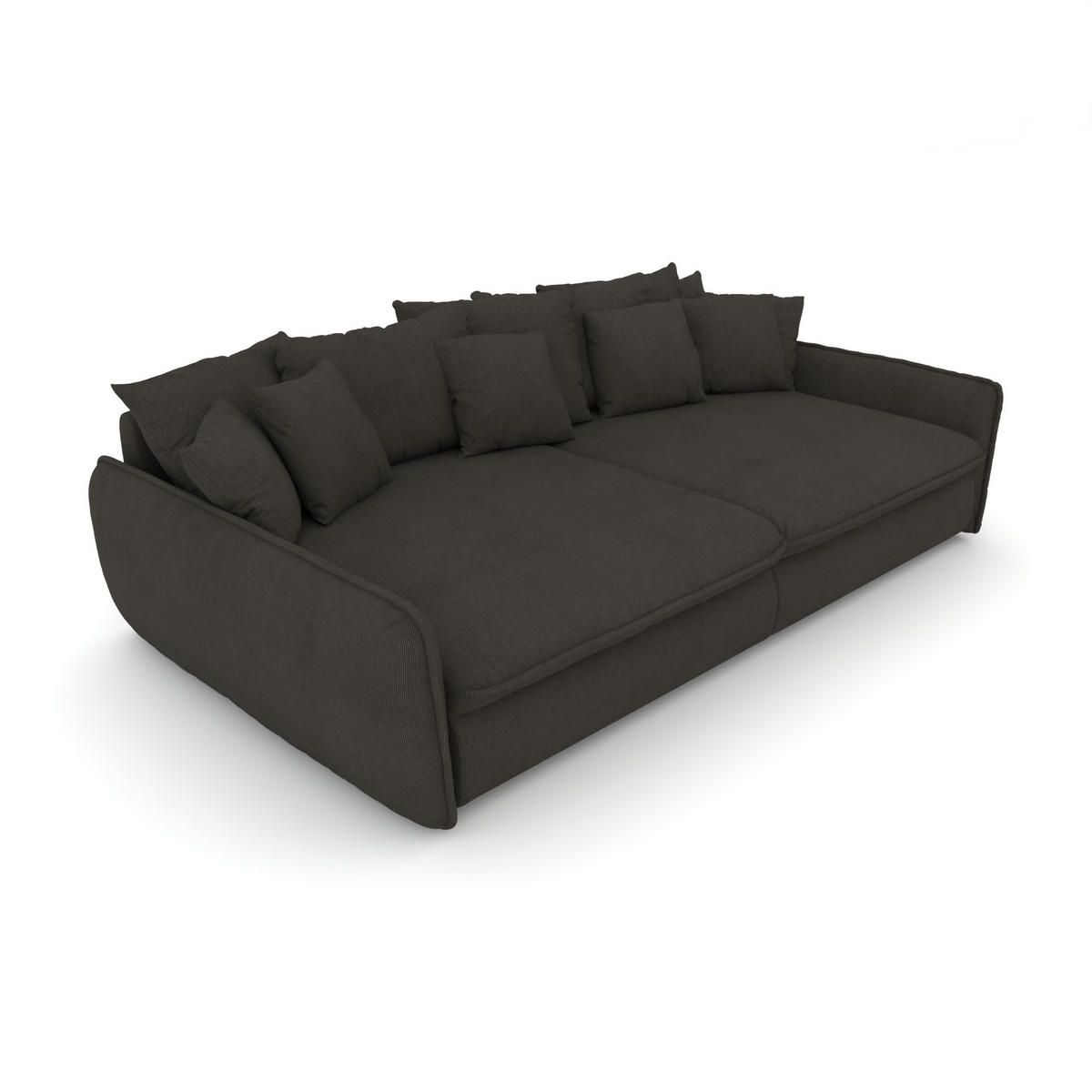 BIGSOFA Hereford XXL Cord Grau inkl. 12 Kissen 274/131/61 cm - Anthrazit, Kunststoff/Textil (274/61/131cm) - foamnova