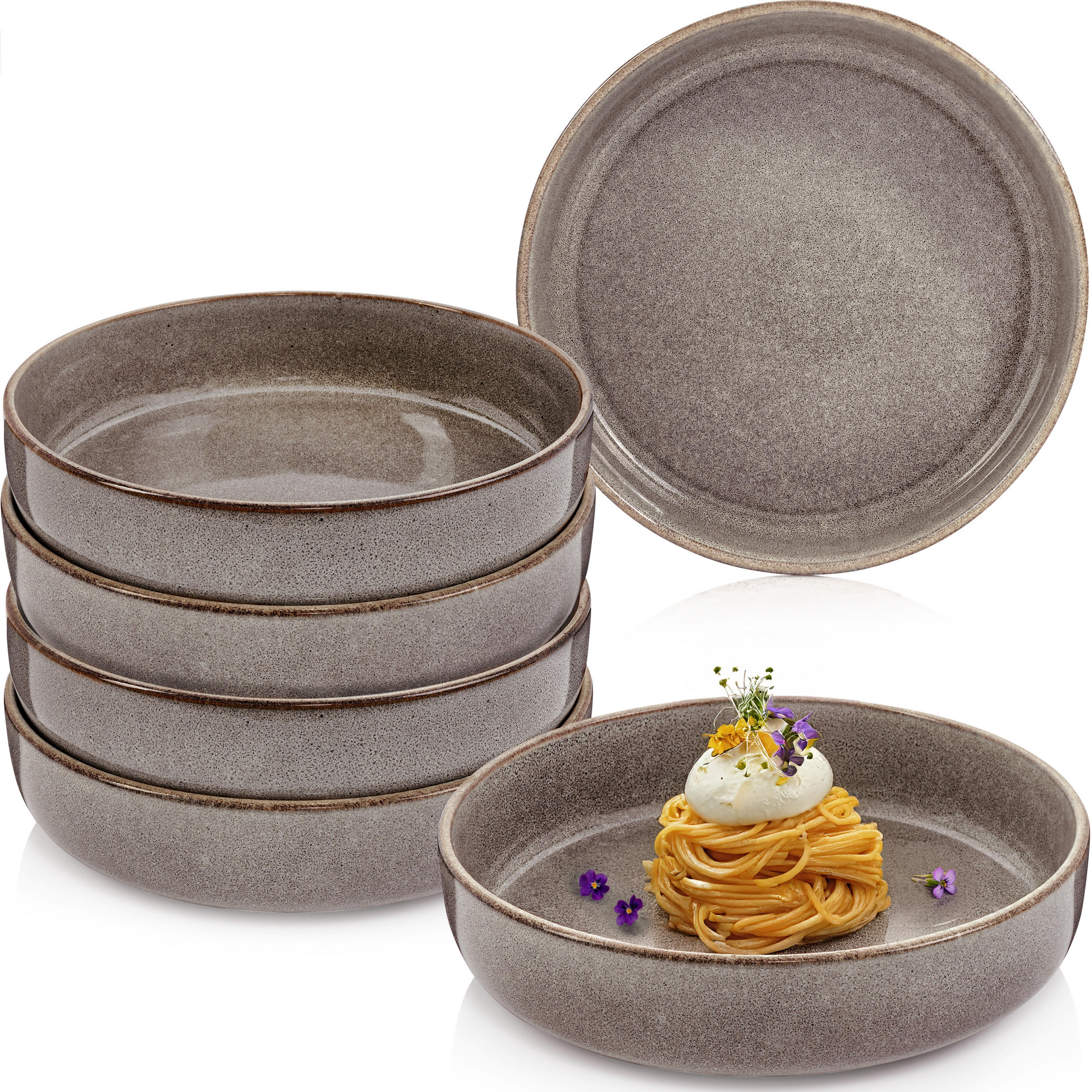 PASTASCHALEN SET KAIRO GRAPHIT - 6 teilig aus Steingut - Braun, Keramik (31.5cm) - Sänger
