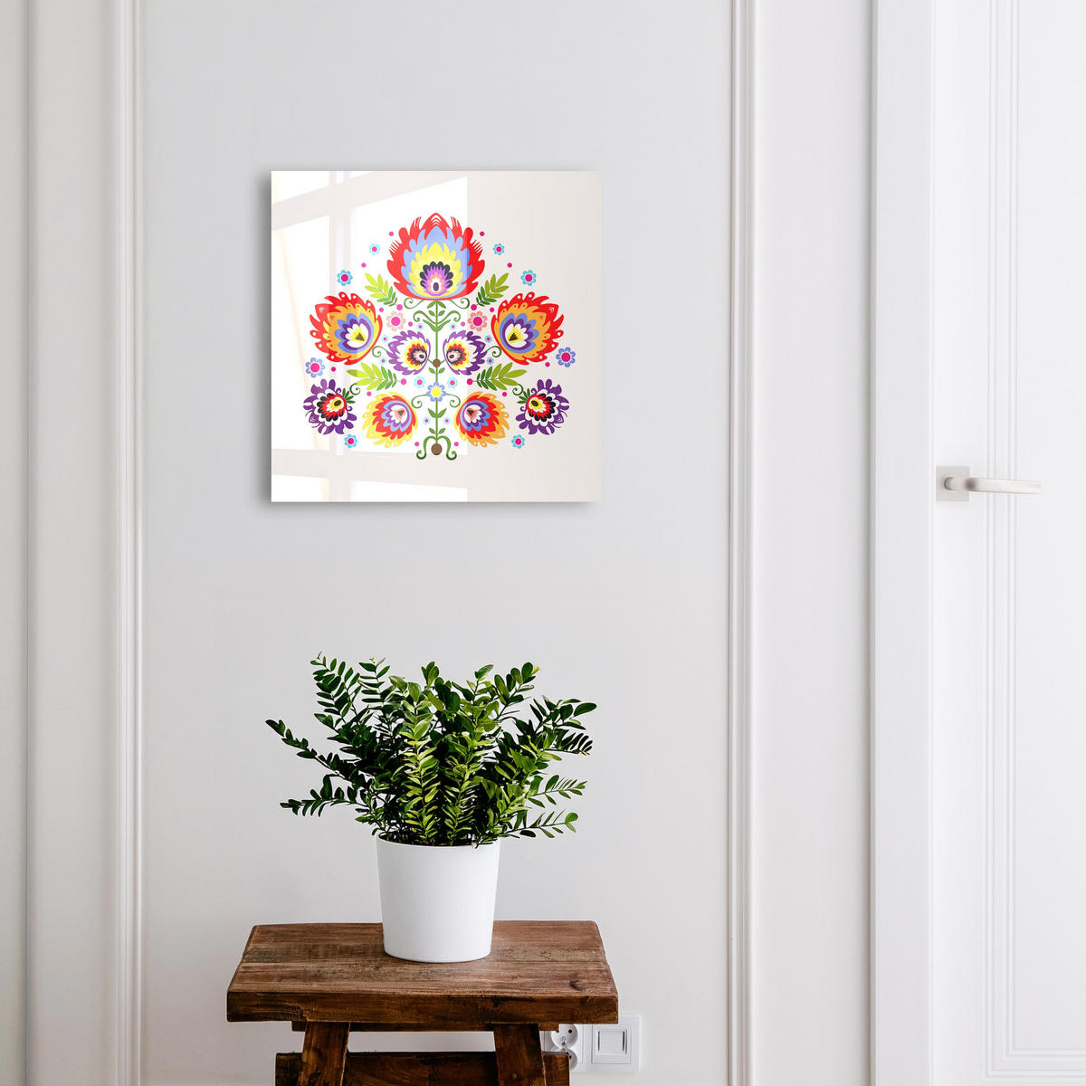 SCHLÜSSELBOX Schwarz 30x30 cm- Türöffnung nach rechts - Volksblumen - Rot, Metall (30/30/5cm) - TULUP