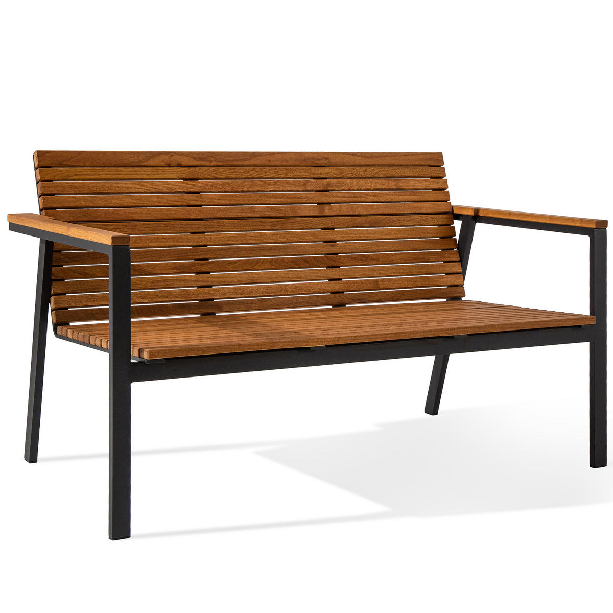 GARTENBANK ARIATO - Anthrazit/Braun, Holz/Metall (134/77/73cm) - KONSIMO®